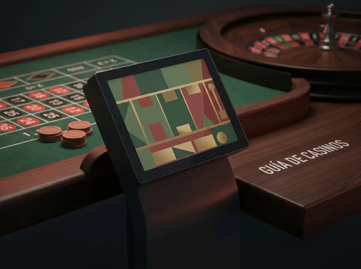 Pantallas de colores tenues junto a una mesa de ruleta en penumbra